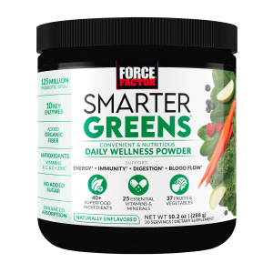 Force Factor Smarter Greens Daily Wellness Greens Powder, Superfood Greens Supplement, 30 Servings