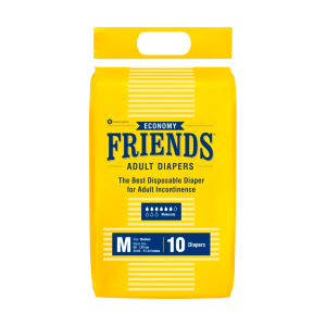 Friends Economy Adult Diapers Tape Style - 10 Count (M) Waist 27.56- 49.21 Inch