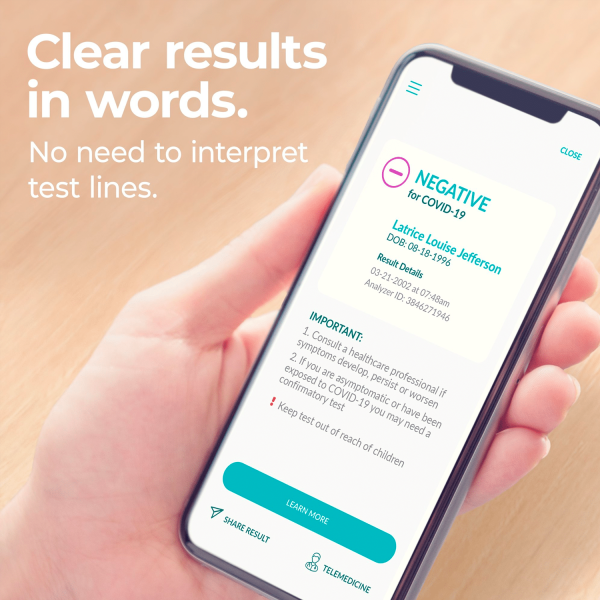 Ellume COVID Test Kit, At Home COVID-19 Home Test Kit, Rapid Antigen Self Test, Results in 15 minutes to your free mobile app, FDA Emergency Use Authorization, 1 Pack - Görsel 2
