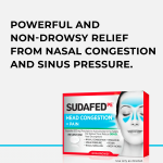 Sudafed PE Non-Drowsy Head Congestion + Pain Relief Caplets, 20 ct - Görsel 2