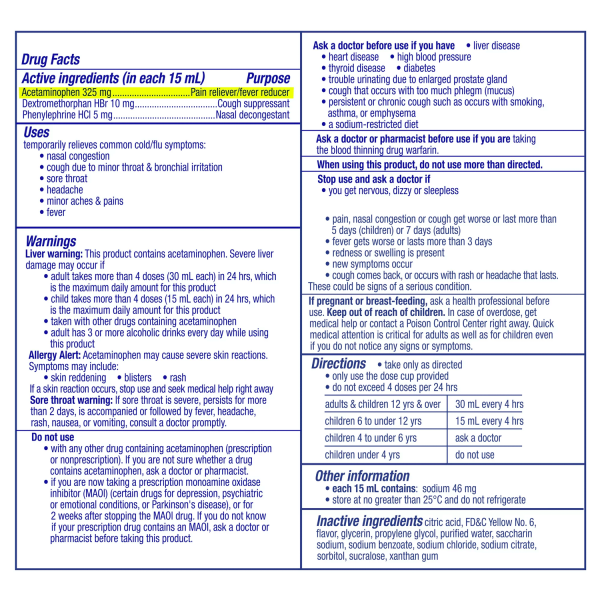 Vicks DayQuil Daytime Cold, Cough and Flu Liquid Medicine, 12 fl oz - Görsel 2