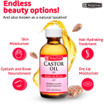 De La Cruz Pure Castor Oil for Eyelashes and Eyebrows, Hair & Skin, 2 fl Oz - Görsel 3