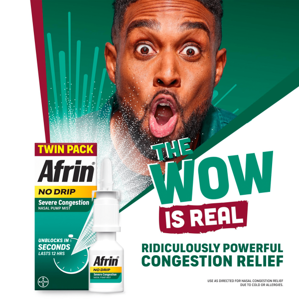 Afrin No Drip Severe Congestion Pump Mist Nasal Spray, 2-15 mL Bottles - Görsel 3