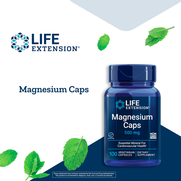 Life Extension Magnesium Caps, 500 mg - Essential Mineral Blend for Cardiovascular & Whole-Body Health - Gluten-Free, Non-GMO, Vegetarian - 100 Vegetarian Capsules - Görsel 4