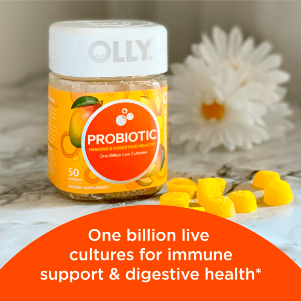 OLLY Probiotic Gummy, Immune & Digestive Health, Probiotic Supplement, Mango, 50 Ct - Görsel 4