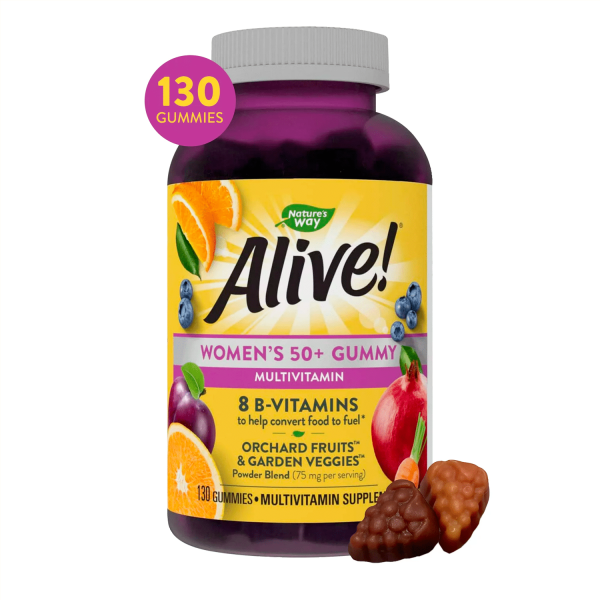 Alive! Women's 50+ Daily Multivitamin Gummies, Mixed Berry Flavored, 130 Count - Görsel 4